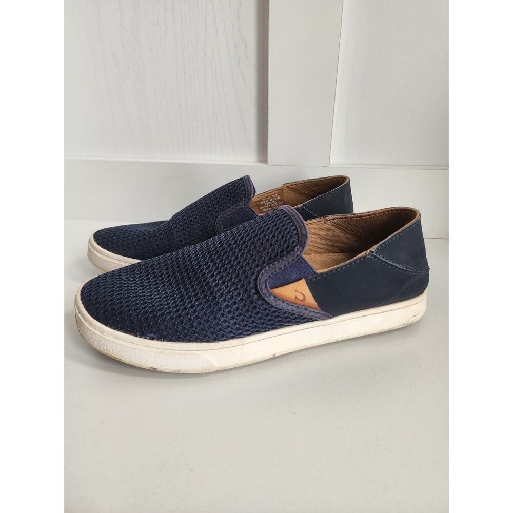 Olukai Dede Pehua Navy Blue Mesh Slip On Women's 8.5